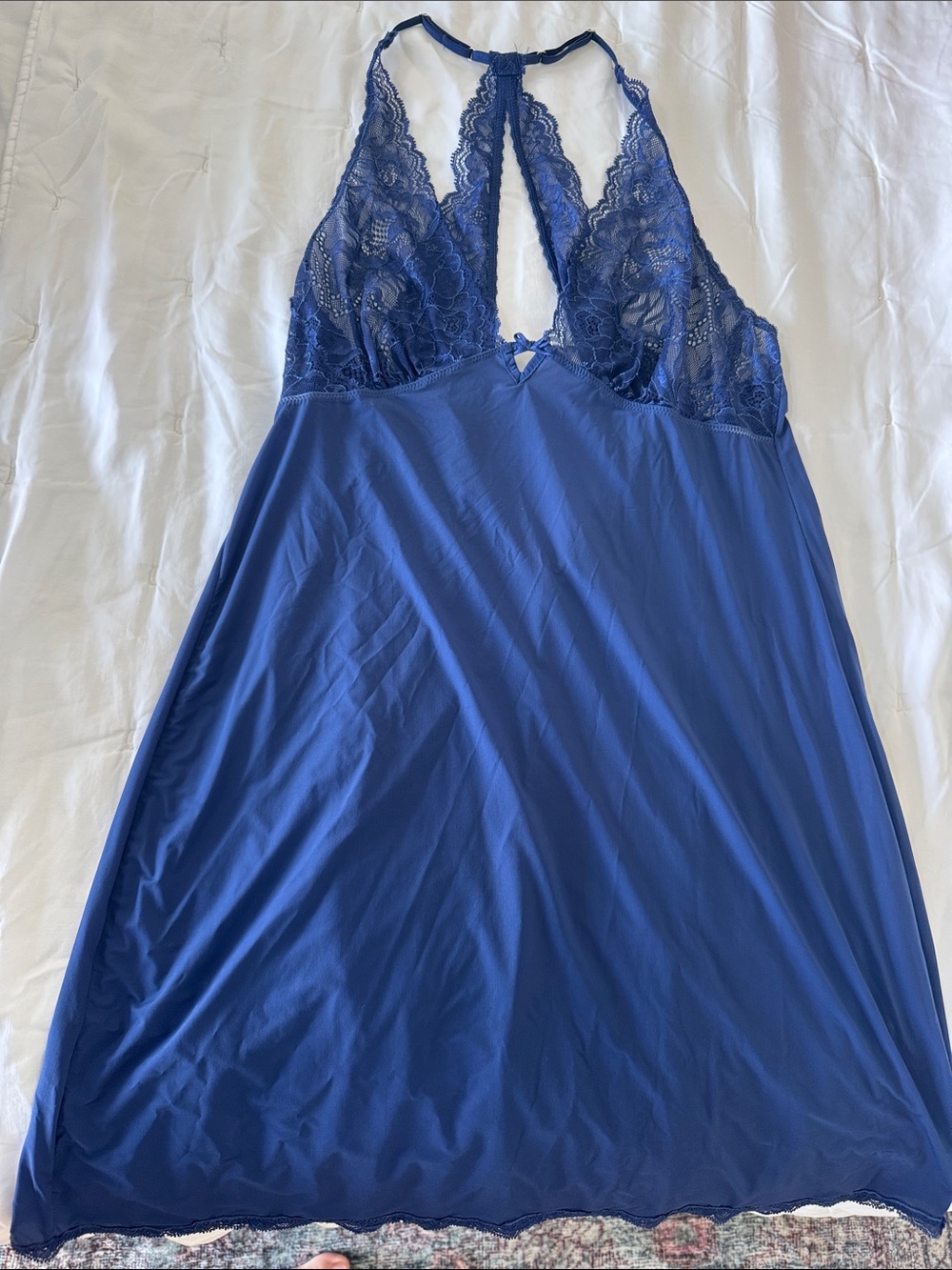 Victoria's Secret Royal Blue Lace Racerback Chemise